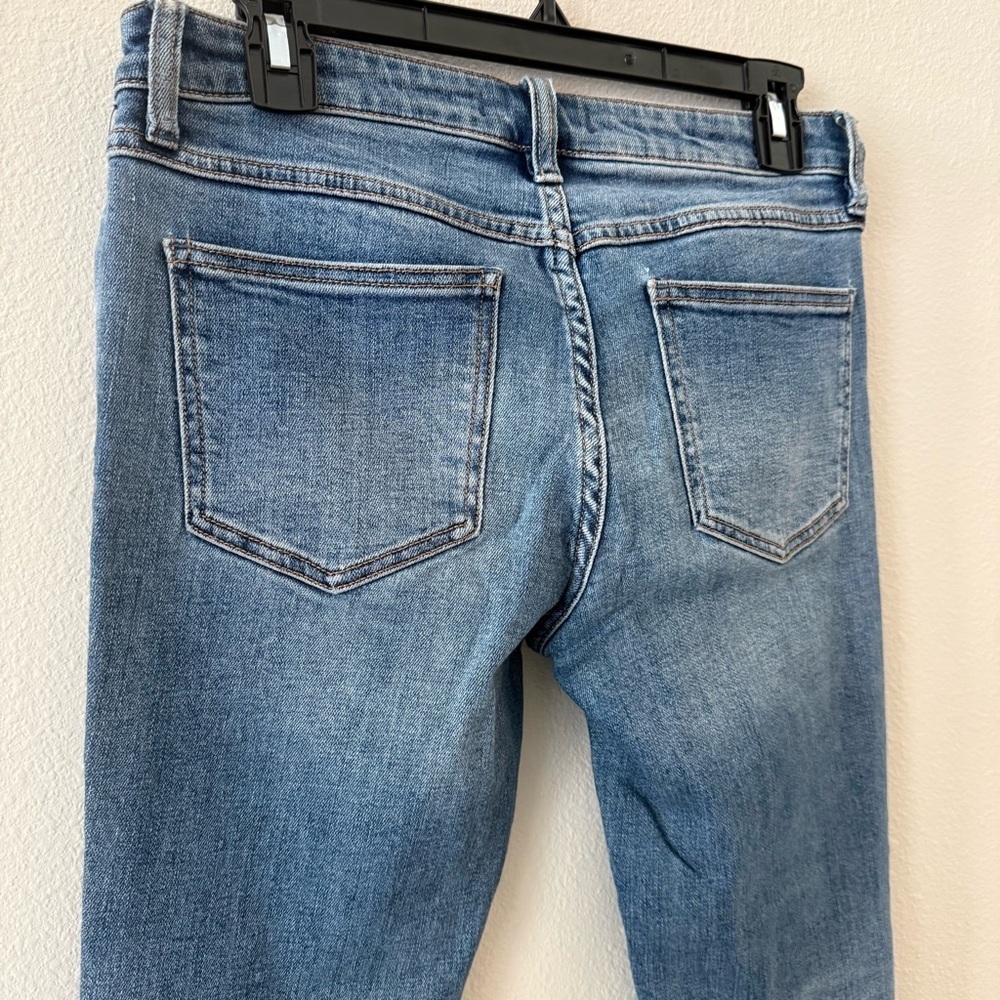 Free People Low Rise Classic Blue Denim Skinny Jeans Slit Hem 28 - Picture 6 of 7